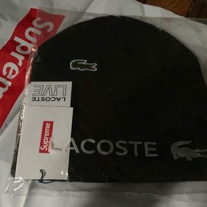 Supreme x Lacoste black beanie